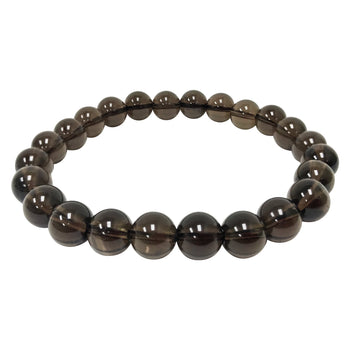 Smoky Quartz Gemstone Bead Unisex Stretch Bracelet - Gem Avenue