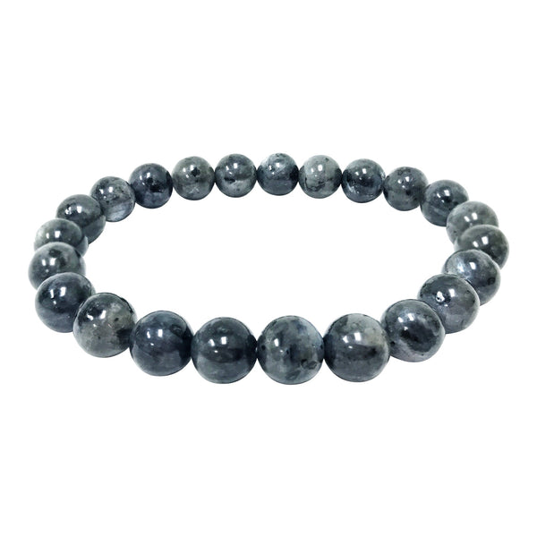 Larvikite Gemstone Bead Unisex Stretch Bracelet - Gem Avenue