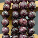 12mm Garnet Gemstone Round Bead Unisex Handmade Stretch Bracelet