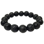 12mm Lava Stone Gemstone Round Bead Unisex Stretch Bracelet