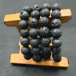 12mm Lava Stone Gemstone Round Bead Unisex Stretch Bracelet