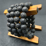 12mm Lava Stone Gemstone Round Bead Unisex Stretch Bracelet