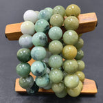 12mm Jade Gemstone Round Bead Unisex Handmade Stretch Bracelet One Size Fits All