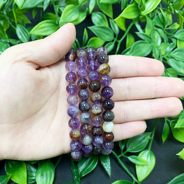 Natural Super Seven Gemstone Bead Handmade Stretch Unisex Bracelet - Gem Avenue Wholesale