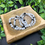 8mm Black Rutilated Quartz Bead Unisex Handmade Stretch Bracelet