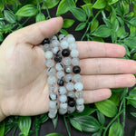 8mm Black Rutilated Quartz Bead Unisex Handmade Stretch Bracelet