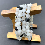 8mm Black Rutilated Quartz Bead Unisex Handmade Stretch Bracelet