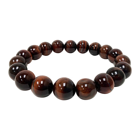 Red Tigers Eye Bead Unisex Handmade Stretch Bracelet - Gem Avenue