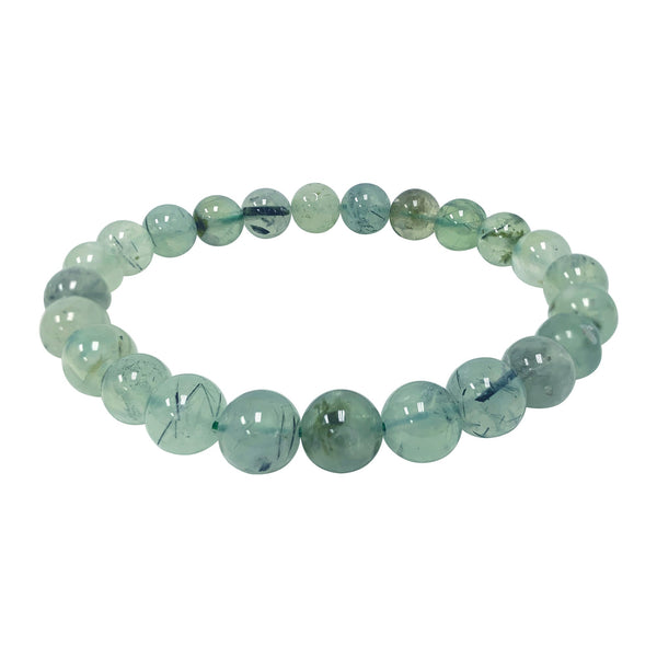 Natural Prehnite Gemstone Bead Handmade Stretch Unisex Bracelet - Gem Avenue