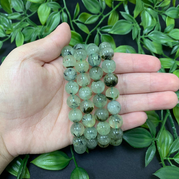 Prehnite Gemstone Bead Unisex Handmade Stretch Bracelet - Gem Avenue Wholesale