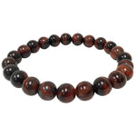 8mm Red Tigers Eye Round Bead Unisex Handmade Stretch Bracelet