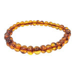 8mm Amber Gemstone Bead Unisex Handmade Stretch Bracelet