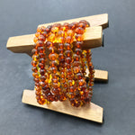8mm Amber Gemstone Bead Unisex Handmade Stretch Bracelet