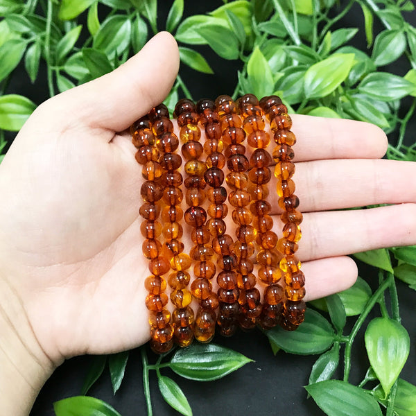Amber Gemstone Bead Unisex Handmade Stretch Bracelet - Gem Avenue Wholesale