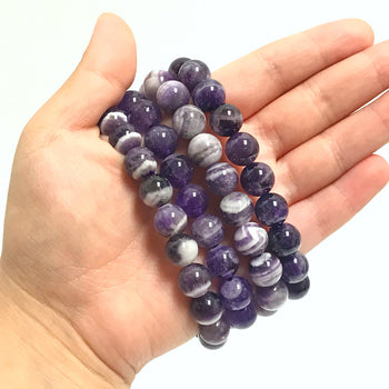 Chevron Amethyst Beads Handmade Stretchable Unisex Bracelets - Gem Avenue Wholesale