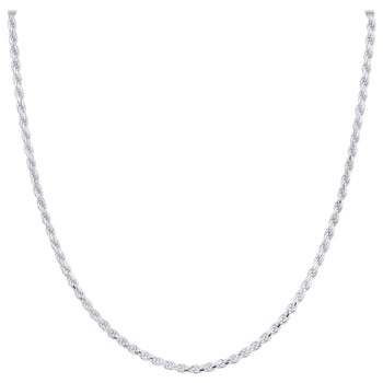 925 Sterling Silver 2mm Rope Chain Necklace with Lobster Clasp - Gem Avenue