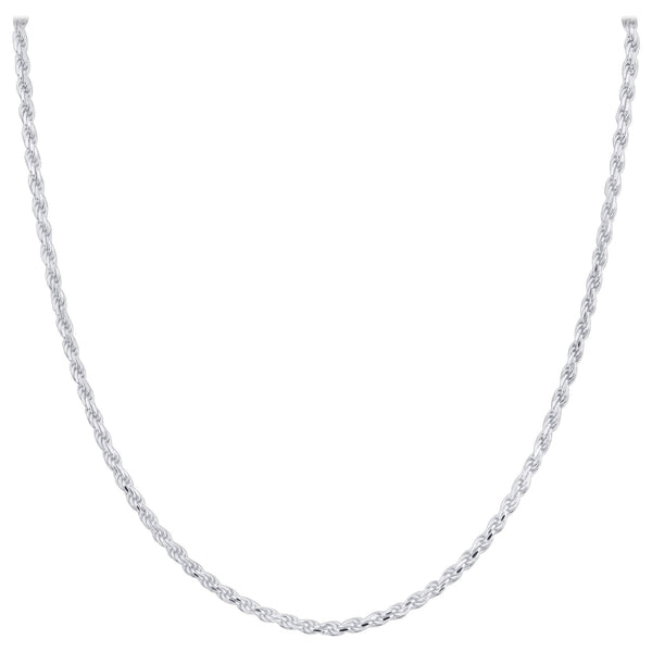925 Sterling Silver 2mm Rope Chain Necklace with Lobster Clasp - Gem Avenue
