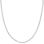Italian 925 Sterling Silver 2.5mm Solid Twist Link Rope Chain Necklace