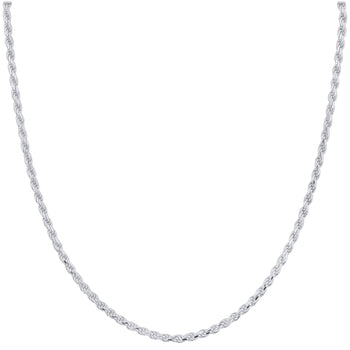 925 Sterling Silver Rope Chain Necklace with Lobster Clasp - Gem Avenue