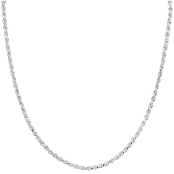 925 Sterling Silver Rope Chain Necklace with Lobster Clasp - Gem Avenue