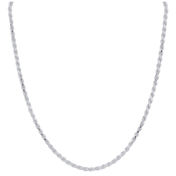 925 Sterling Silver Rope Chain Necklace with Lobster Clasp - Gem Avenue