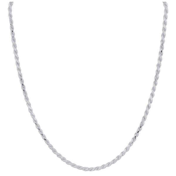 925 Sterling Silver Rope Chain Necklace with Lobster Clasp - Gem Avenue