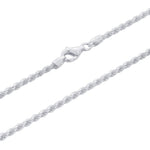 925 Sterling Silver 3mm Rope Chain Necklace with Lobster Clasp