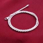 925 Sterling Silver 3mm Rope Chain Necklace with Lobster Clasp