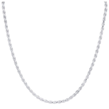 925 Sterling Silver Rope Chain Necklace with Lobster Clasp - Gem Avenue