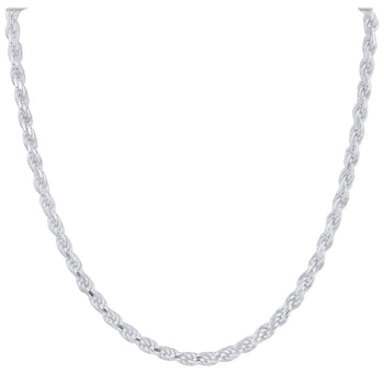 925 Sterling Silver Rope Chain Necklace with Lobster Clasp - Gem Avenue