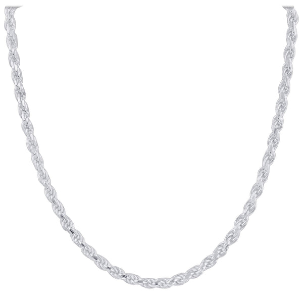 925 Sterling Silver Rope Chain Necklace with Lobster Clasp - Gem Avenue