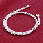 925 Sterling Silver 2.5mm Twist Rope Link Chain Necklace Lobster Clasp