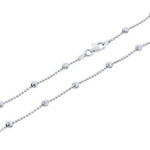 925 Sterling Silver Moon Cut Bead Chain Necklace with Lobster Clasp
