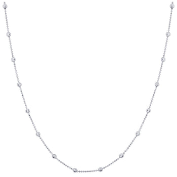 925 Sterling Silver Moon Cut Bead Chain Necklace with Lobster Clasp - Gem Avenue