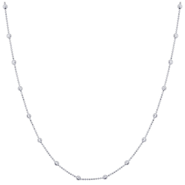 925 Sterling Silver Moon Cut Bead Chain Necklace with Lobster Clasp - Gem Avenue