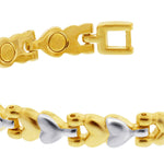 Magnetic Two Tone Bracelet 7.5 inch with Fold over Clasps