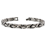 Antique Finish Silver Magnetic Link Hugs and Kisses Bracelet