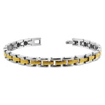 Magnetic Link Therapy Two tone Bracelet 7.5 inch Long Fold over Clasp