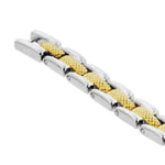 Magnetic Link Therapy Two tone Bracelet 7.5 inch Long Fold over Clasp