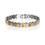 Stainless Steel Magnetic Golf Two Tone 9mm wide Bracelet 7.75 inch