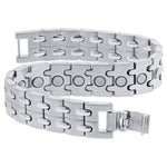 Men's Stainless Steel Magnetic Bracelet 8.5 inch with Fold over Clasps