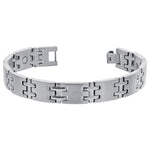 Men's Stainless Steel Magnetic Silver Tone Bracelet 8.5 inch