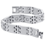 Men's Stainless Steel Magnetic Silver Tone Bracelet 8.5 inch