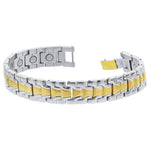 Stainless Steel Surgical Magnetic Two Tone Bracelet 8.25 inch
