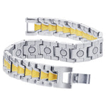 Stainless Steel Surgical Magnetic Two Tone Bracelet 8.25 inch