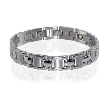 Mens Magnetic Titanium Silver Tone Golf Bracelet - Gem Avenue
