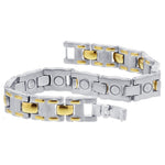 Men's Titanium Magnetic Two Tone Power Golf 8.5 inch Bracelet
