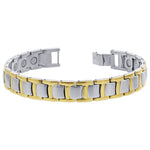 Men's Titanium Magnetic Silver Tone 8.5 inch Bracelet Fold over Clasps