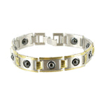 Men's Silver Magnetic Tone 12mm Wide Link Bracelet 8.5 inch
