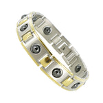 Men's Silver Magnetic Tone 12mm Wide Link Bracelet 8.5 inch